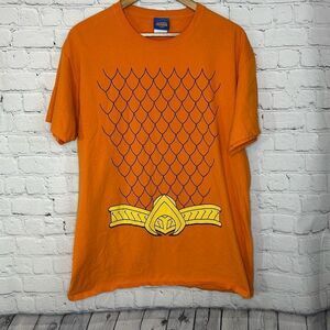 Justice League Aquaman Fruit of the Loom Tag Tee T-shirt Orange Size Large